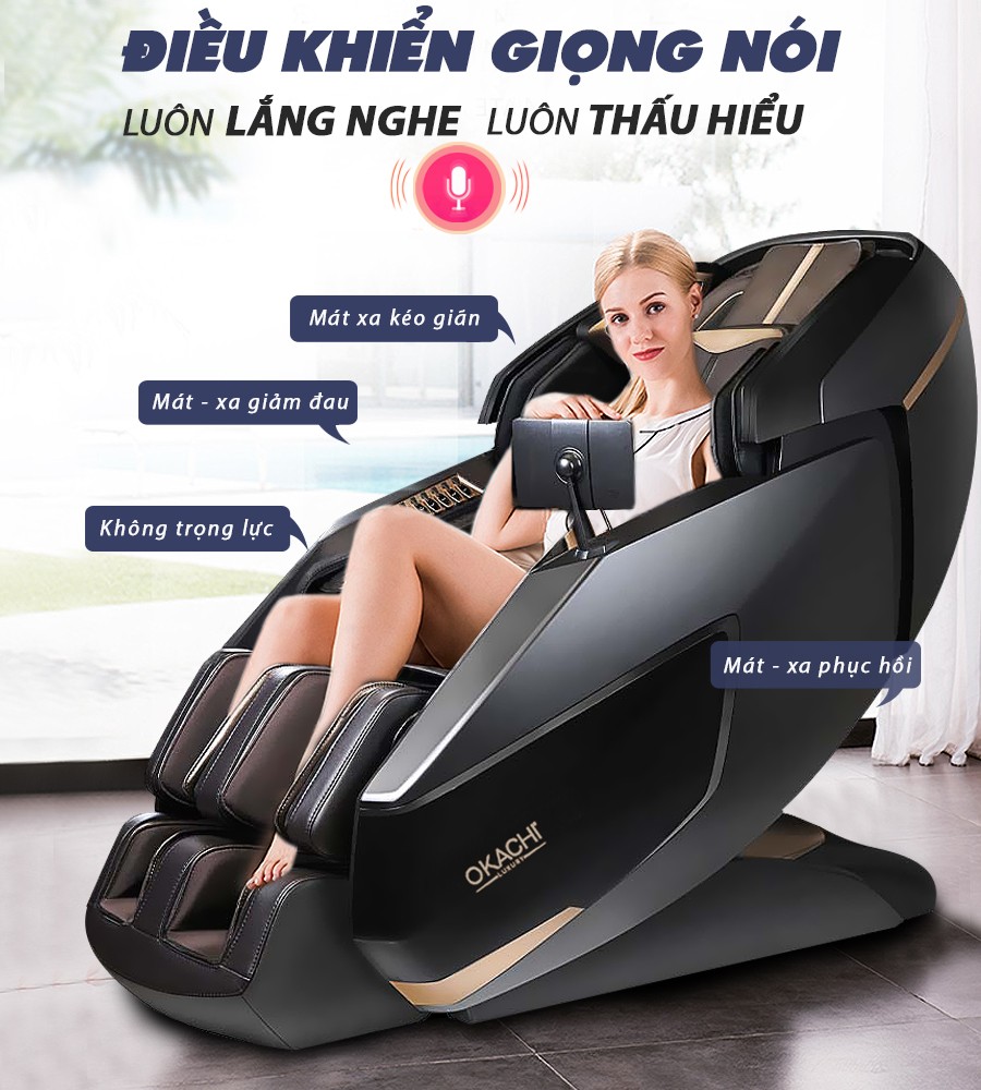 Ghế massage toàn thân OKACHI LUXURY ROYAL JP-8899 Cao Cấp (màu đen)